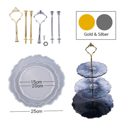 Silikonform - 3-Stöckige Etagere (Gold und Silber)