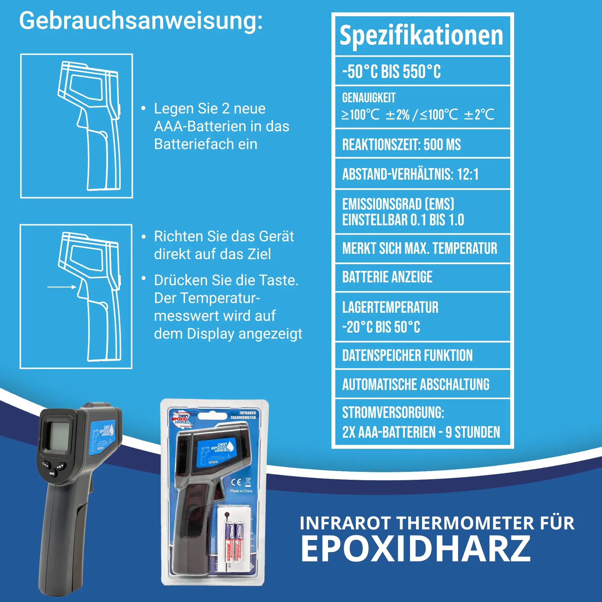 Infrarot Thermometer für Epoxidharz